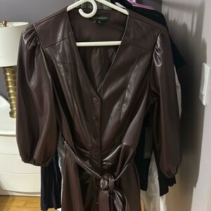 House of Harlow 1960 brown leather dress